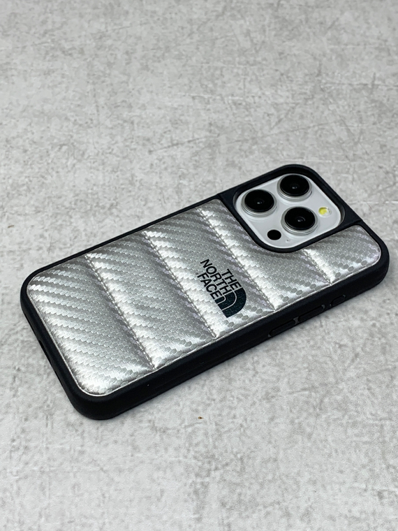 The North Face Puffy Puffer Down Jacket Carbon Fiber Pattern 15, 14, 13, 12, 11 iPhone Case