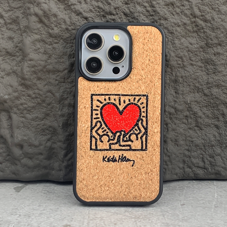 Keith Haring New Cork Wood 15, 14, 13, 12 iPhone Case