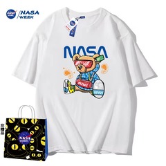 NASA GAME官网联名直播新品2024纯棉短袖t恤男女潮牌上衣情侣装饭价格比较