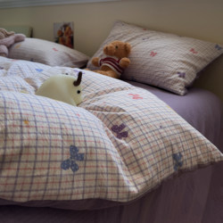 Four-Piece Set of Pure Cotton 2025 New Style Duvet Cover, Bed Sheet, Dormitory Three-Piece Set, Quilt Cover, Fitted Sheet, Student Bedding Four-Piece Set of Pure Cotton 2025 New Style Duvet Cover, Bed Sheet, Dormitory Three-Piece Set, Quilt Cover, Fitted Sheet, Student Bedding