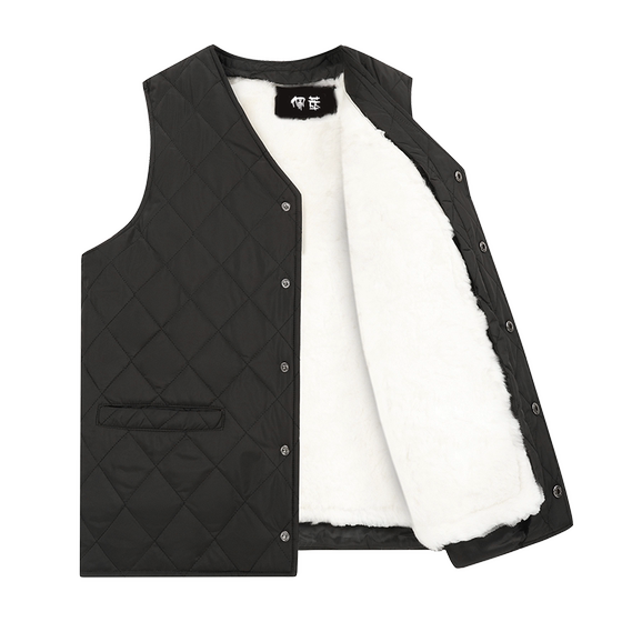 Winter lamb fur integrated vest men's vest dad middle elderly people down cotton warm cashmere horse clip Winter lamb fur integrated vest men's vest dad middle elderly people down cotton warm cashmere horse clip