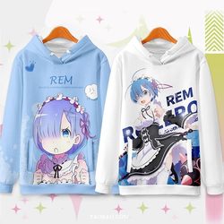 Life in a Different World from Zero Rem Sweatshirt Emilia Hooded Fleece Jacket Clothes Life in a Different World from Zero Rem Sweatshirt Emilia Hooded Fleece Jacket Clothes