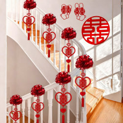Wedding Room Decoration Set, Wedding Stair Railing Decoration, Bride's Wedding, Groom's Wedding, Garland with the Character 囍, Complete Set of Wedding Supplies Wedding Room Decoration Set, Wedding Stair Railing Decoration, Bride's Wedding, Groom's Wedding, Garland with the Character 囍, Complete Set of Wedding Supplies