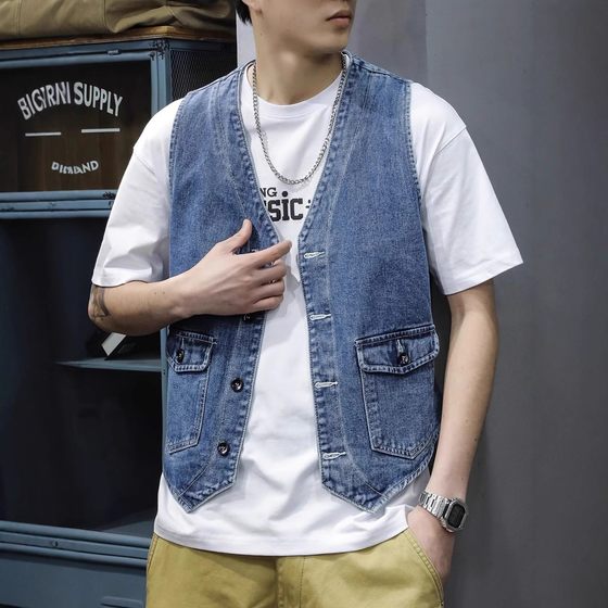 High Street Trendy Brand Retro Denim Vest Men's Spring and Autumn Ins Praise V-neck Trendy Vest Vest Sleeveless Work Jacket
High Street Trendy Brand Retro Denim Vest Men's Spring and Autumn Ins Praise V-neck Trendy Vest Vest Sleeveless Work Jacket