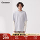 covernat Korean trendy brand men's and women's T-shirt double layer color matching pure cotton comfortable long-sleeved top round neck loose covernat Korean trendy brand men's and women's T-shirt double layer color matching pure cotton comfortable long-sleeved top round neck loose