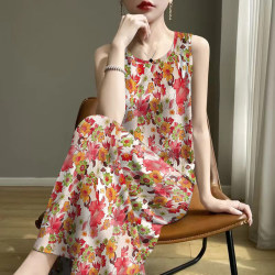 Guangzhou Thirteen Lines High-end Hot Style~2025 Summer New Style Printed Temperament Vest Suspender Mid-Long Dress for Women Guangzhou Thirteen Lines High-end Hot Style~2025 Summer New Style Printed Temperament Vest Suspender Mid-Long Dress for Women
