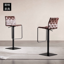 Designer Modern Minimalist Adjustable Bar Stool, Light Luxury Italian High Stool, Island Bar Saddle Leather Bar Chair for Home Use Designer Modern Minimalist Adjustable Bar Stool, Light Luxury Italian High Stool, Island Bar Saddle Leather Bar Chair for Home Use
