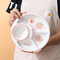 Creative Single-Serving Ceramic Plate with Underglaze Color, Divided Plate for Children, Portion Control Plate, Rice Plate, Postpartum Plate, Breakfast Plate Creative Single-Serving Ceramic Plate with Underglaze Color, Divided Plate for Children, Portion Control Plate, Rice Plate, Postpartum Plate, Breakfast Plate