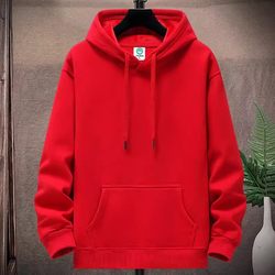 Chinese Fad pure color red Sweatshirt hooded overalls thin Fleece-lined Fall and winter annual event cultural shirt LOGO customization Chinese Fad pure color red Sweatshirt hooded overalls thin Fleece-lined Fall and winter annual event cultural shirt LOGO customization