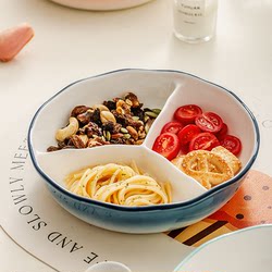 Three-Compartment Ceramic Plate, Divided Plate for Adults and Children, High-End Dining Plate for Canteens, Home Use, Weight Loss Divided Plate Three-Compartment Ceramic Plate, Divided Plate for Adults and Children, High-End Dining Plate for Canteens, Home Use, Weight Loss Divided Plate