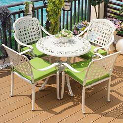 Leisure outdoor balcony table and chair white home cast aluminum combination leisure courtyard outdoor garden waterproof and dew proof 24410-1 Leisure outdoor balcony table and chair white home cast aluminum combination leisure courtyard outdoor garden waterproof and dew proof 24410-1