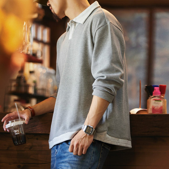 Yutuo American fake two-piece design contrasting T-shirt for men casual lazy layered long-sleeved loose base polo shirt
Yutuo American fake two-piece design contrasting T-shirt for men casual lazy layered long-sleeved loose base polo shirt