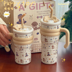 Original Dog-Themed Giant Straw Insulated Cup, Large Capacity Office Water Cup for Women, 316 Stainless Steel Ice Cup Original Dog-Themed Giant Straw Insulated Cup, Large Capacity Office Water Cup for Women, 316 Stainless Steel Ice Cup