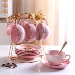 ins Ceramic Coffee Cup Creative Afternoon Tea Flower Tea Cup Set Office Home 100ml Small Cup with Cup Holder ins Ceramic Coffee Cup Creative Afternoon Tea Flower Tea Cup Set Office Home 100ml Small Cup with Cup Holder