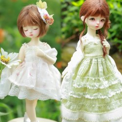 bjd6-point baby clothes green and white two-color knitted camisole shawl flower straw hat suit six-point wear finished product bjd6-point baby clothes green and white two-color knitted camisole shawl flower straw hat suit six-point wear finished product