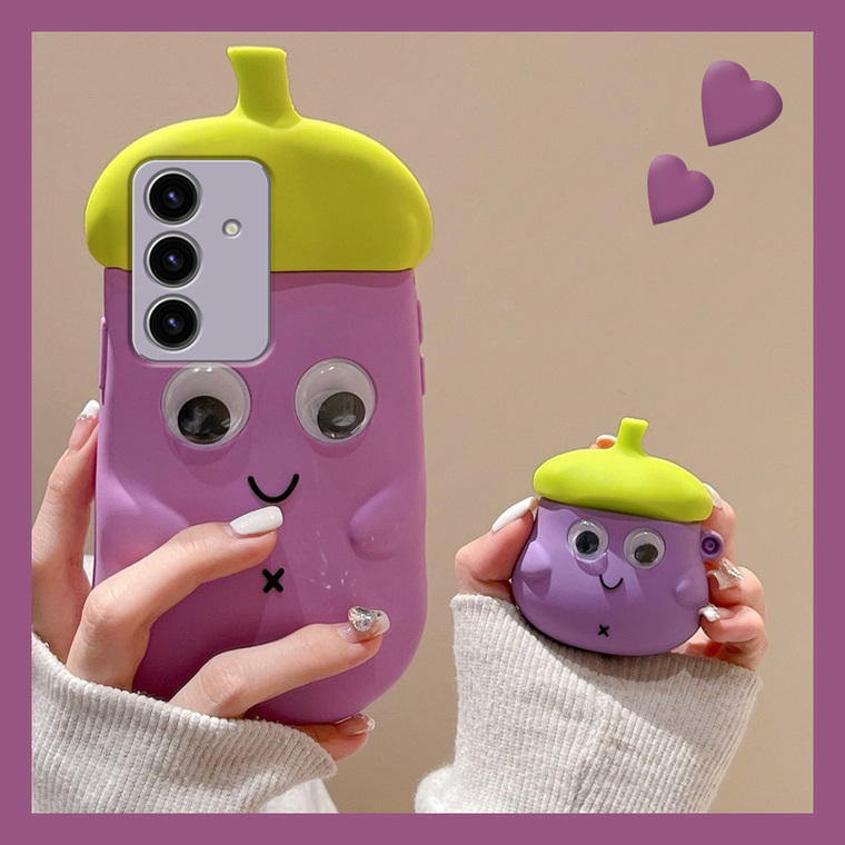 Funny 3D Eggplant Silicone TPU S24, S24 Plus, S24 Ultra, S23, S23 Plus, S23 Ultra Samsung Phone Case