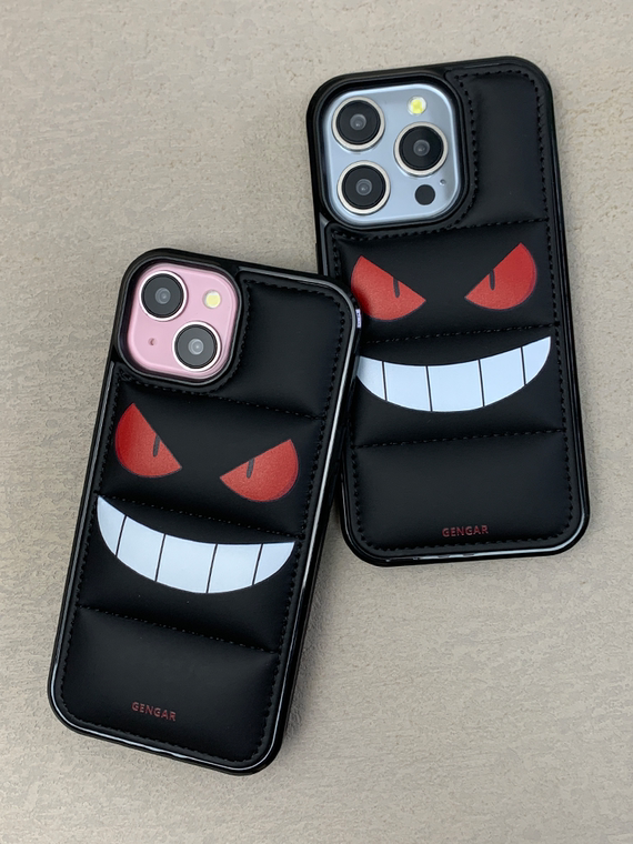 Gengar Face Puffy Puffer Down Jacket 15, 14, 13, 12 iPhone Case