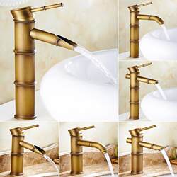 European-Style Antique Faucet, Retro Bamboo Joint Single Cold Water Basin Faucet, Artistic Basin Countertop Hot and Cold Faucet European-Style Antique Faucet, Retro Bamboo Joint Single Cold Water Basin Faucet, Artistic Basin Countertop Hot and Cold Faucet