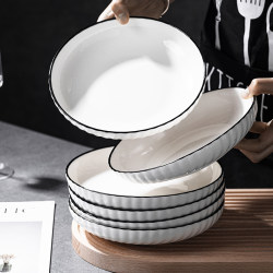 Underglaze Ceramic Plate, Household 2025 New Nordic Style White Plate, Dinner Plate, Steamed Fish Round Plate, Tableware Underglaze Ceramic Plate, Household 2025 New Nordic Style White Plate, Dinner Plate, Steamed Fish Round Plate, Tableware