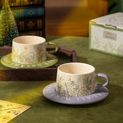 Retro Floral Coffee Cup and Saucer, Ceramic Cup, Household Drinking Cup, Girl's High-Looking Mug, Birthday Gift for Women Retro Floral Coffee Cup and Saucer, Ceramic Cup, Household Drinking Cup, Girl's High-Looking Mug, Birthday Gift for Women