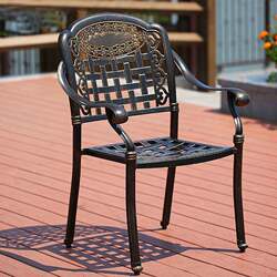 Cast aluminum dining chair, outdoor waterproof, rust-free armchair, backrest chair, courtyard garden chair, rooftop yard leisure chair Cast aluminum dining chair, outdoor waterproof, rust-free armchair, backrest chair, courtyard garden chair, rooftop yard leisure chair