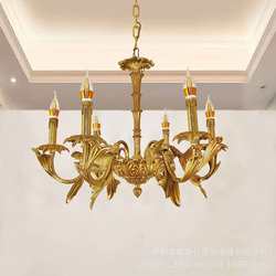 French-style full copper living room chandeliers European-style smart villa retro luxury atmospheric bedroom study dining branch creativity French-style full copper living room chandeliers European-style smart villa retro luxury atmospheric bedroom study dining branch creativity