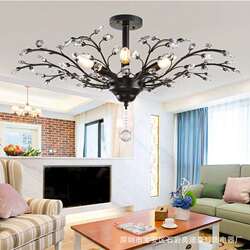 Cross-border American iron crystal candle lamp LED chandelier living room lamp bedroom lamp factory export Cross-border American iron crystal candle lamp LED chandelier living room lamp bedroom lamp factory export