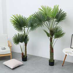 Simulated two-pole small palm sunflower tree, artificial large plant bonsai, indoor and outdoor landscaping artificial tree Simulated two-pole small palm sunflower tree, artificial large plant bonsai, indoor and outdoor landscaping artificial tree
