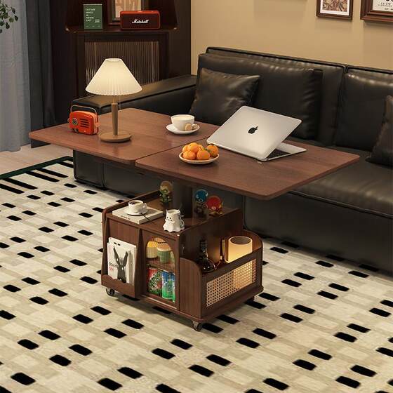 Black walnut full log lifting coffee table cocoa movable side several wooden household living room small apartment folding cart
Black walnut full log lifting coffee table cocoa movable side several wooden household living room small apartment folding cart