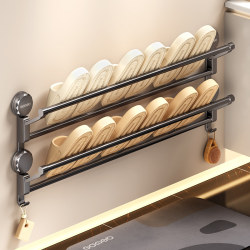 Bathroom Slipper Rack, No-Drill Bathroom Storage Rack, Shoe Storage Organizer, Foldable Toilet Double-Layer Draining Rack Bathroom Slipper Rack, No-Drill Bathroom Storage Rack, Shoe Storage Organizer, Foldable Toilet Double-Layer Draining Rack