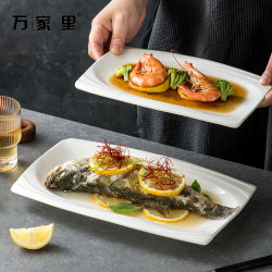 Ceramic Simple Rectangular Sushi Plate Fish Plate Home Creative Commercial Steak Snack Flat Plate Western Food Tableware Ceramic Simple Rectangular Sushi Plate Fish Plate Home Creative Commercial Steak Snack Flat Plate Western Food Tableware