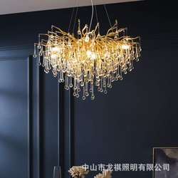 Postmodern light luxury French crystal lamp simple dining room creative living room lamp luxury branch dripping crystal chandelier Postmodern light luxury French crystal lamp simple dining room creative living room lamp luxury branch dripping crystal chandelier