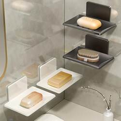 Gun grey bathroom soap box creative drain space aluminum punch-free soap dish bathroom shelf wall-mounted Gun grey bathroom soap box creative drain space aluminum punch-free soap dish bathroom shelf wall-mounted
