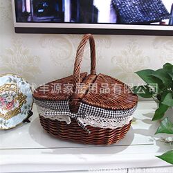 Wicker fruit and vegetable shopping basket Wicker picnic blue dirty clothes storage basket Wicker fruit and vegetable shopping basket Wicker picnic blue dirty clothes storage basket