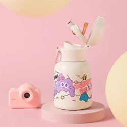 Cup bear one lid double drinking children l thermos cup with straw direct drinking cup new kindergarten primary school students portable water Cup bear one lid double drinking children l thermos cup with straw direct drinking cup new kindergarten primary school students portable water