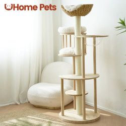 Uhomepets Freedom Tower Solid Wood Cat Climbing Frame with Scratching Post, Summer Cat Stand, Cat Toy, Small Apartment Rattan Weaving Uhomepets Freedom Tower Solid Wood Cat Climbing Frame with Scratching Post, Summer Cat Stand, Cat Toy, Small Apartment Rattan Weaving