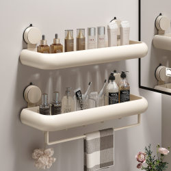 Japanese quality milk white suction cup bathroom shelf bathroom punch-free toilet washbasin wall hanging toilet multi-purpose Japanese quality milk white suction cup bathroom shelf bathroom punch-free toilet washbasin wall hanging toilet multi-purpose
