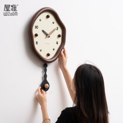 Wozoom No-Drill 2025 New Model Mid-Century Style Wall Clock for Living Room, Home Use, High-End Clock, Light Luxury Wall Hanging Wozoom No-Drill 2025 New Model Mid-Century Style Wall Clock for Living Room, Home Use, High-End Clock, Light Luxury Wall Hanging