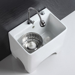 Ceramic mop pool square balcony mop pool mop pool double drive mop basin rotating mop bucket side large sewage discharge Ceramic mop pool square balcony mop pool mop pool double drive mop basin rotating mop bucket side large sewage discharge