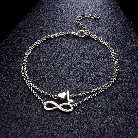 Love 26 letter alloy ankle chain, European and American fashion women's ankle chain bracelet, multiple sets of accessories set Love 26 letter alloy ankle chain, European and American fashion women's ankle chain bracelet, multiple sets of accessories set