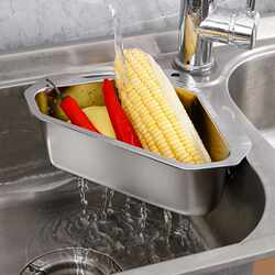 New direct-selling kitchen 304 stainless steel drain basket triangle kitchen waste leak basket sink drain filter storage New direct-selling kitchen 304 stainless steel drain basket triangle kitchen waste leak basket sink drain filter storage