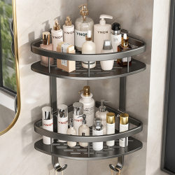 Youqin Gun Ash Bathroom Storage Rack No Punching Wall-mounted Bathroom Corner Triangular Basket Toilet Bathroom Storage Youqin Gun Ash Bathroom Storage Rack No Punching Wall-mounted Bathroom Corner Triangular Basket Toilet Bathroom Storage
