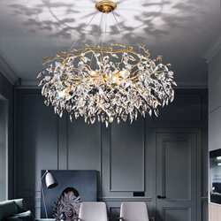 Luxurious crystal living room lamp, creative personality, branch restaurant lamp, light luxury villa hall lamp, post-modern water drop chandelier Luxurious crystal living room lamp, creative personality, branch restaurant lamp, light luxury villa hall lamp, post-modern water drop chandelier