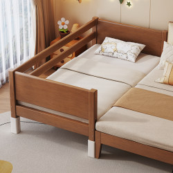 Solid wood children's bed spliced bed with guardrails Solid wood children's bed spliced bed with guardrails
