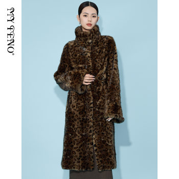 Matiannu leopard print mink hair turtleneck long jacket Matiannu leopard print mink hair turtleneck long jacket