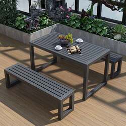 Nordic style outdoor courtyard combination leisure plastic wood table and chair balcony home garden outdoor combination leisure chair Nordic style outdoor courtyard combination leisure plastic wood table and chair balcony home garden outdoor combination leisure chair