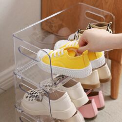 Baby shoe rack, children's transparent plastic shoe box, simple household small shoe cabinet, storage and storage shelf Baby shoe rack, children's transparent plastic shoe box, simple household small shoe cabinet, storage and storage shelf