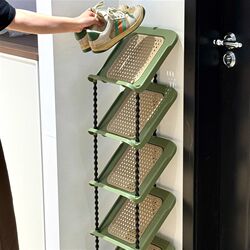 MOMO HOMEk mid-century style shoe rack door multi-layer small narrow simple shoe cabinet entry door dormitory space saving LX MOMO HOMEk mid-century style shoe rack door multi-layer small narrow simple shoe cabinet entry door dormitory space saving LX