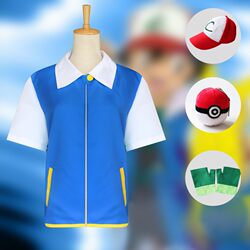 Pokemon Pokemon Xiaozhi cosplay suit gloves jacket anime costume new version c suit Pokemon Pokemon Xiaozhi cosplay suit gloves jacket anime costume new version c suit