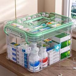 Medicine box storage box household dust-proof transparent double-layer medicine box portable medicine box household storage box Medicine box storage box household dust-proof transparent double-layer medicine box portable medicine box household storage box